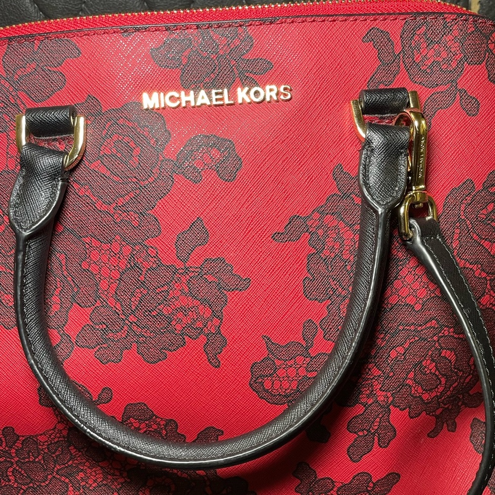 Michael Kors Red Floral Lace Handbag